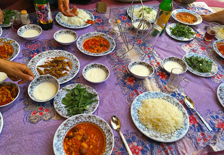 Persian lunch table, varzaneh cooking tour