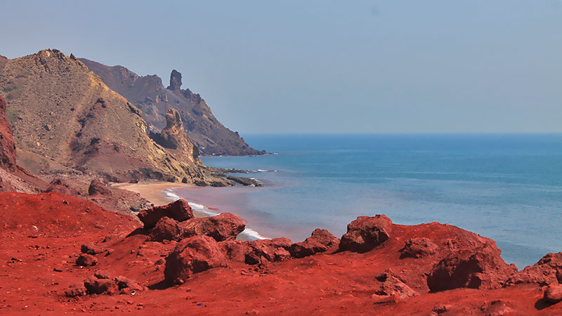 red beach in Hormuz island, Persian gulf