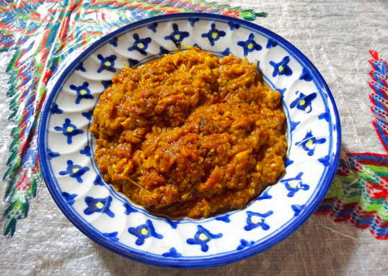 mirza ghasemi, a flavoursome gilani vegetarian dish