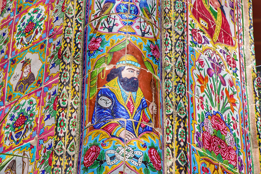 Splendid tile art in old neighbors of Shiraz