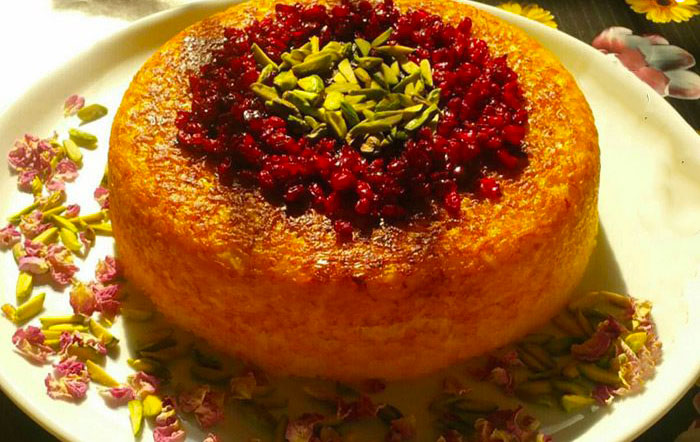 persian rice cake or tahchin